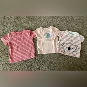Set of 3 short sleeve T shirts, 6 month, pink/coral colored